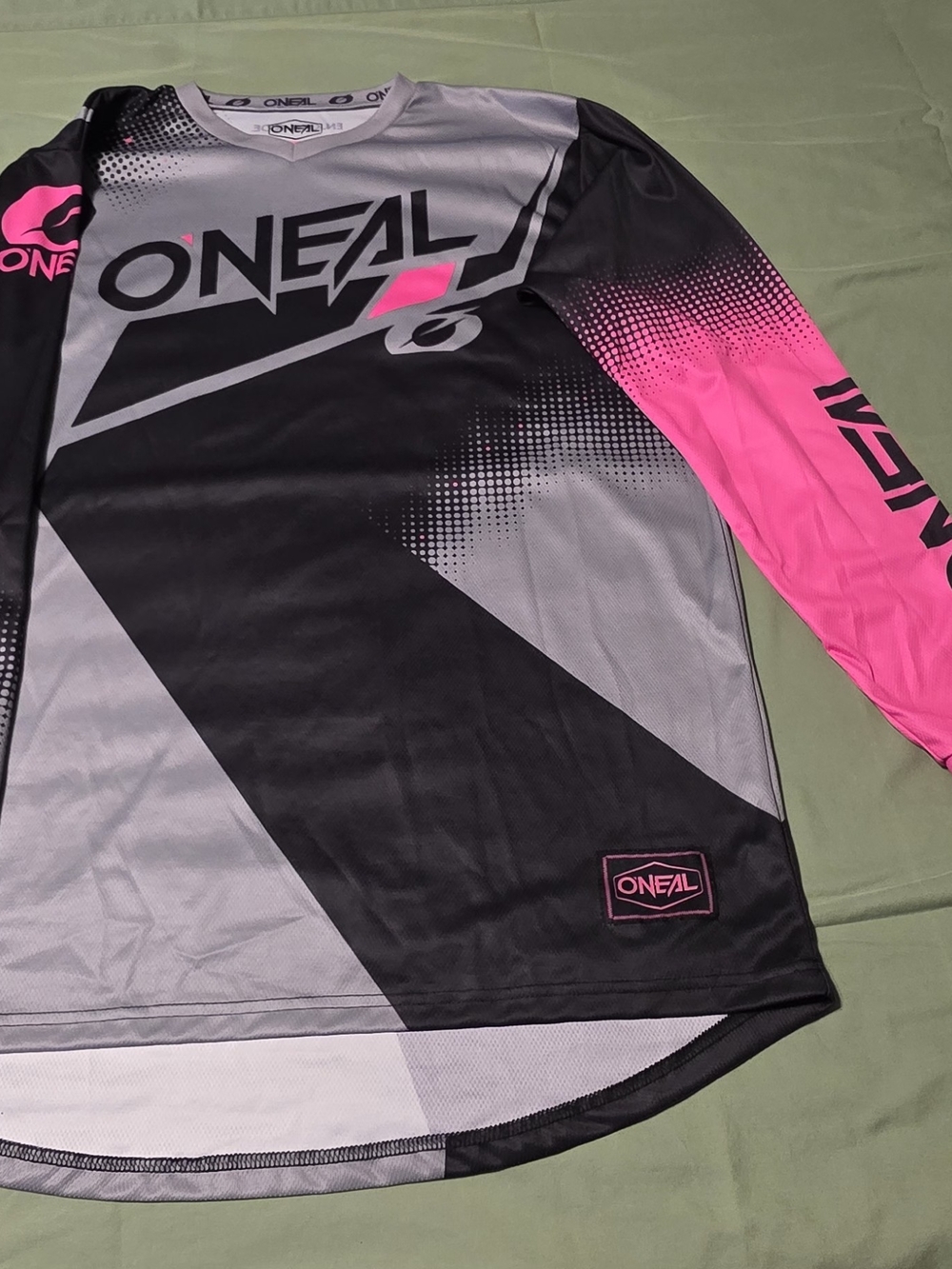 O'NEAL Women's Black Gray Pink Long-Sleeve Jersey - Performance Motocross Top